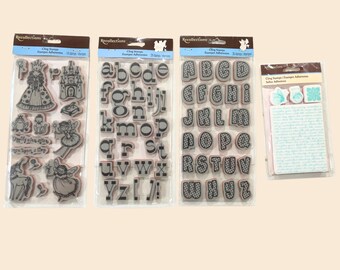 Sellos de goma Recollections / Letras del alfabeto, Princesa de cuento de hadas, Fondo de escritura / Scrapbooking y fabricación de tarjetas