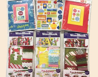 Libro de palabras y kits de marcos para álbumes de recortes / Temas para bebés, vacaciones, cumpleaños y viajes