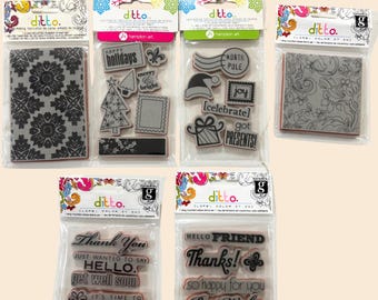 Sello de goma Ditto Cling / Festividades, Sentimientos, Pergamino, Amistad / Tarjetas y Scrapbooking