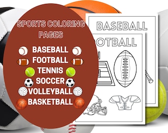 Sportkleurplaten voor kinderen: digitale prints