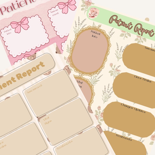 Hojas de informe de enfermería imprimibles / Planificador de enfermería (Descarga digital)