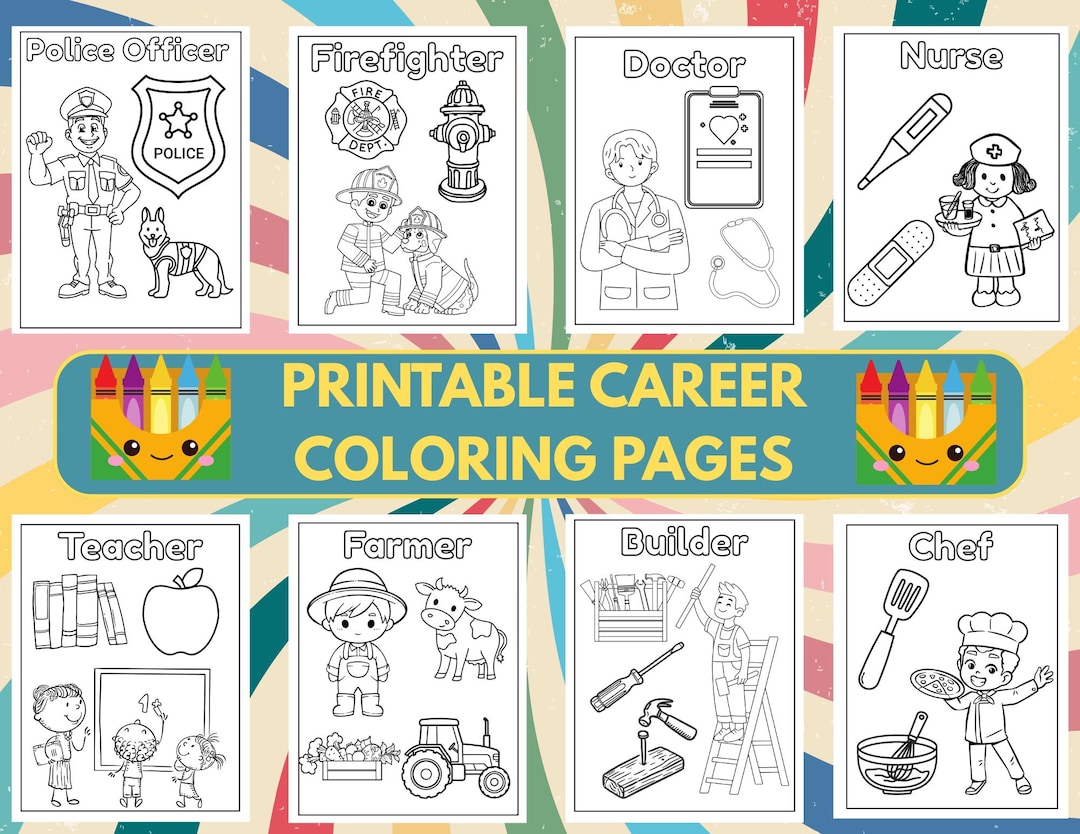 Printable Career Based Coloring Pages for Kids - Etsy