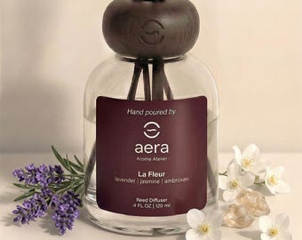 La Fleur Reed Diffuser (4oz) – Luxury Floral Marine Home Fragrance | Fresh Lavender, Jasmine Scent | Ambroxan Clean Aroma | Hotel Inspired
