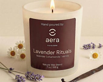 Lavender Chamomile Luxury Candle | Floral Aromatic Home Fragrance | Lavender Rituals | Vanilla | Self Care Gift
