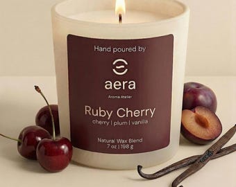 Ruby Cherry Candle - Inspired by Lost Cherry®*, Cherry Vanilla Candle, Luxury Plum Scent, Gift for Her | 7oz