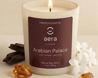 Arabian Palace Candle - Oud Amber Jasmine Scent, Luxury Oriental Candle, Sandalwood Rose Candle Gift | 7oz