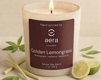 Lemongrass Citrus Luxury Candle | Fresh Woody Home Fragrance | Golden Lemongrass | Housewarming Gift | Natural Wax