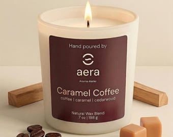 Coffee Caramel Luxury Candle | Gourmand Woody Home Fragrance | Vanilla Hazelnut | Cozy Gift | Natural Wax