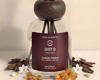 Arabian Palace Reed Diffuser (4.0oz) - Oud, Amber, Jasmine | Luxury Oriental Home Fragrance | Warm Spicy Floral Scent | Niche Style Aroma