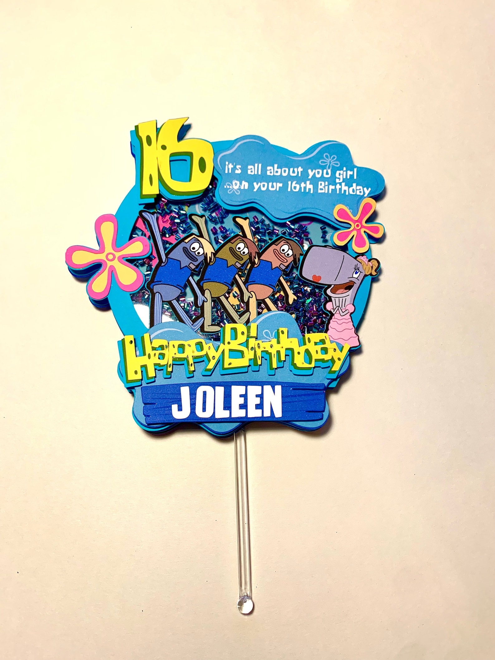 Spongebob Boys Who Cry Sweet 16 Birthday Shaker Cake Topper - Etsy