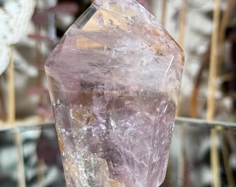 UV Fluorescent Amethyst Tower | Brazilian Crystal Point, Powellite Specimen