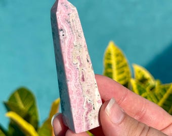 Peruvian Rhodonite Crystal Tower, Natural Pink Rhodonite Point, Druzy Rhodonite Crystal, Collector Display Stone