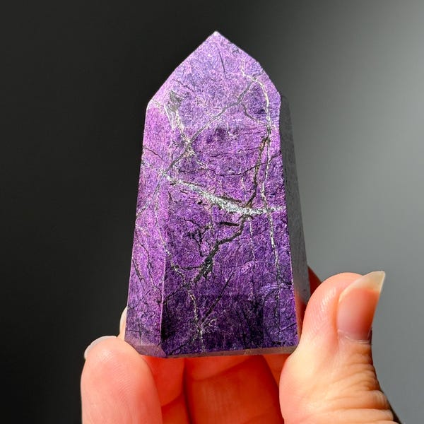 Brazilian Purpurite Tower | Rare Purple Mineral Crystal Point, Natural Obelisk Display