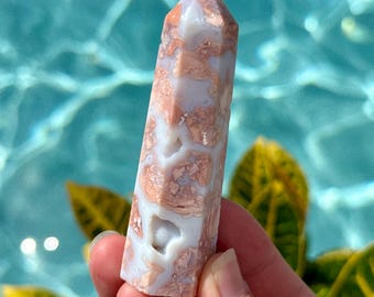 Cotton Candy Agate Crystal Tower, Natural Pink Agate Point, Druzy Agate Crystal, Collector Display Specimen