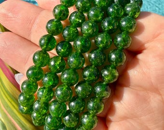 Pulsera de cuentas de diópsido de 8 mm / Joyería elástica con piedras preciosas verdes naturales