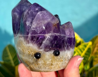 Amethyst Hedgehog Carving, Purple Amethyst Hedgie Crystal Animal, Hand Carved Crystal Figurine, Collector Display