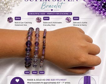 Super Seven Bracelet, Genuine Melody Stone Crystal Bracelet, 4mm 6mm 8mm Beaded Bracelet, Spiritual Crystal Jewelry