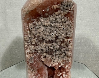 Pink Amethyst Tower Crystal | Large Brazilian Druzy Geode Point, Polished Amethyst Obelisk, Natural Crystal Decor Gift