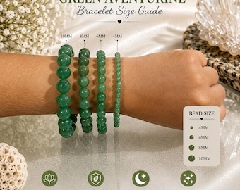 Green Aventurine Bracelet, Natural Crystal Bead Bracelet, 4mm 6mm 8mm 10mm Stone Bracelet, Heart Chakra Jewelry, Lucky Bracelet