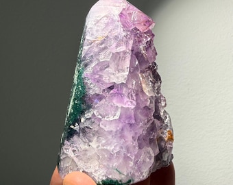 Amethyst Jasper Crystal Point, Chunky Lavender Cluster Tower, Polished Green Matrix, Purple Stone Decor