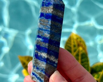 Lapis Lazuli & Pyrite Crystal Tower, Natural Lapis Point, Blue Crystal Tower, Collector Mineral Specimen