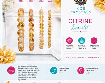 Citrine Bracelet, Natural Citrine Crystal Bracelet, Abundance Bracelet, Prosperity Crystal Jewelry, 4mm 6mm 8mm 10mm