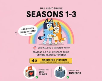 Bluey 150 episodi narrati + 20 storie Playlist audio MP3 Yoto / Ascolto adattato per Yoto / MYO Card Tonie Download