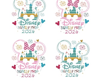 Disneyland SVG PNG BUNDLE, Viaggio in famiglia Png, Vacanze di primavera 2026 Svg Vacanza in famiglia 2026, Regno magico, Disegno della testa del topo, Viaggio di vacanza Svg Png