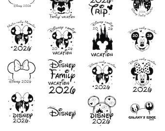 Pacchetto SVG per viaggio in famiglia 2026, SVG per viaggio in famiglia, SVG per vacanza in famiglia, SVG per modalità vacanza, SVG per regno magico, SVG per Topolino e Minnie, Silhouette Cricut
