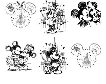Topolino e Minnie in formato SVG, simpatici amici dei cartoni animati in formato PNG, disegni per sublimazione