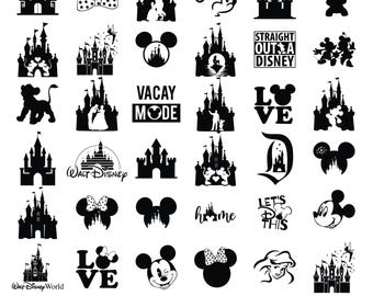 Pacchetto SVG Castello, principessa SVG, clipart castello, Topolino con testa a cuore, regno magico SVG, file di taglio per Cricut e Silhouette