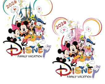 Viaggio a Disneyland 2026, file di taglio del Castello Magico, vacanza in famiglia 2026 SVG, viaggio in famiglia 2026 SVG, squadra di famiglia, modalità vacanza SVG, Regno Magico PNG