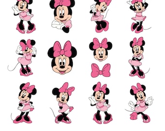 Pacchetto di clipart di Minnie Mouse: Fiocco rosa in formato PNG (Download digitale)