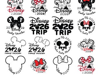 Mega set di design per le vacanze in famiglia 2026, pacchetto SVG PNG del castello del topo