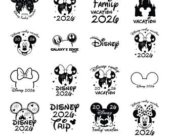 Pacchetto Disney Mega, Viaggio in famiglia 2026 SVG, Vacanza in famiglia 2026, Regno magico, Topolino, Modalità vacanza, Design per sublimazione Viaggio in famiglia, Viaggio 2026