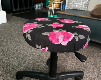 Stool cover, massage, pink roses, black, office, fuchsia, therapist, Flowers, therapist, spa, gothic