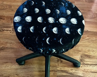 Moon Phases, Stool cover, Blue, Psychic, Reader, Mystical, Tarot, Reiki, stars, Wicca, office chair, therapist, Ouija, gothic, Goddess, Luna