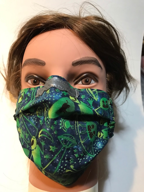 Aliens Face Mask, UFO, Green, Area 51, Night Sky, Deep Space, Dust Mask, Spaced Out, Protection, Alien Abduction, Crop Circles