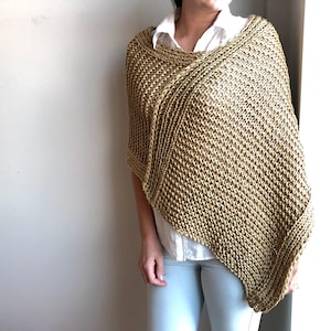 Knitting Poncho Pattern - Ribbon Wrap
