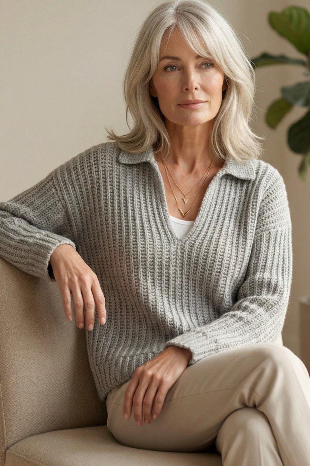 é embroidery rib knit high neck Crochet Pattern - Evelyn Rib Sweater - Etsy