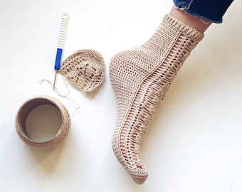 Crochet PATTERN for socks - Leaf Lace Socks