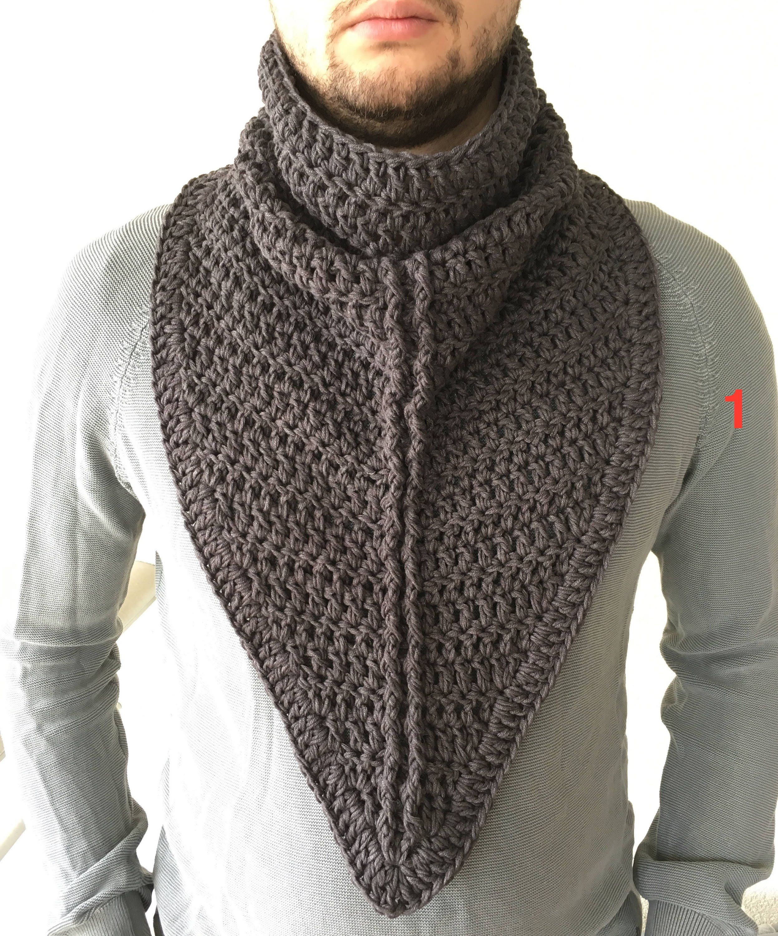 Crochet Scarf / Mens Crochet Scarf / Cowl Scarf / Men Cowl Etsy