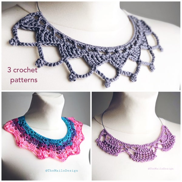 Crochet Necklace Pattern - Set of 3 Patterns