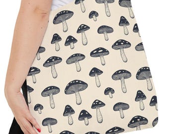 Mushroom Pattern Tote | Neutral Mushroom Tote Bag