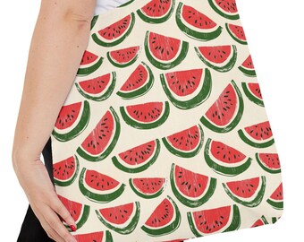Watermelon Pattern Tote Bag | Summer Fruit Print Tote