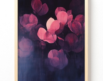 Pink Floral Abstract Matte Vertical Poster | Botanical Wall Art 707 unframed
