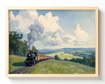 Vintage Steam Train Landscape Poster | Matte Horizontal Poster 703 unframed