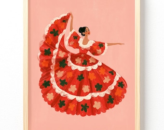 Flamenco Dancer Matte Vertical Poster | Spanish Dance Illustration 716 unframed