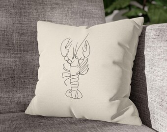 Minimal Line Art Lobster Pillowcase | Square Pillowcase