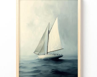Sailboat on Calm Sea Matte Vertical Poster | Nautical Wall Art, Coastal Decor, unframed 525
